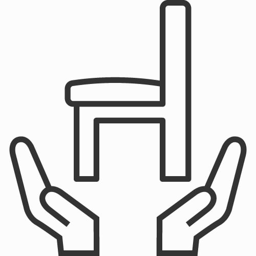椅子を包み込む手のアイコン